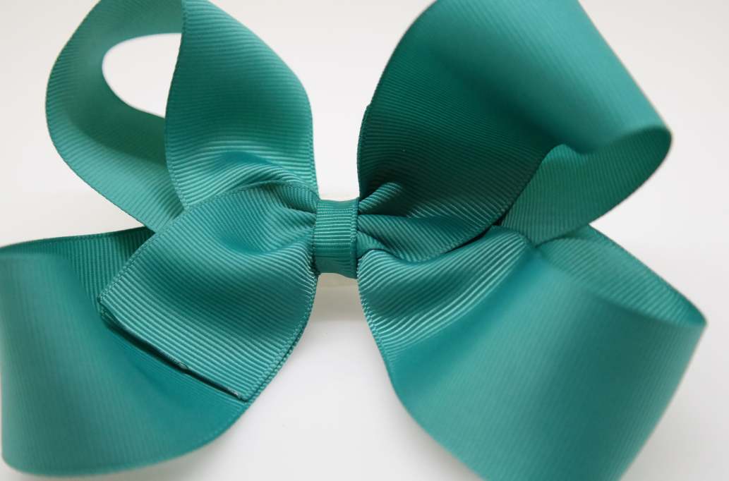 Flat loopy flower hair Bow with colors  Jade